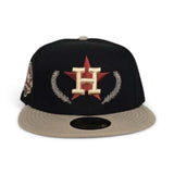 Black Houston Astros Camel Visor Gray Bottom 45th Anniversary Side Patch New Era 59Fifty Fitted