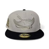 Stone Tampa Bay Rays Black Visor Gray Bottom Tropicana Field Side Patch New Era 59Fifty Fitted