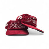 Red Suede Team Script Philadelphia Phillies Gray Bottom New Era 19Twenty Adjustable Snapback