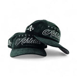 Dark Green Suede Team Script Oakland Athletics Gray Bottom New Era 19Twenty Adjustable Snapback