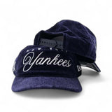 Navy Blue Suede Team Script New York Yankees Gray Bottom New Era 19Twenty Adjustable Snapback