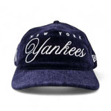 Navy Blue Suede Team Script New York Yankees Gray Bottom New Era 19Twenty Adjustable Snapback