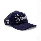 Navy Blue Suede Team Script New York Yankees Gray Bottom New Era 19Twenty Adjustable Snapback