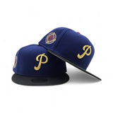Royal Blue Philadelphia Phillies Black Visor Gray Bottom 100th Anniversary Side Patch New Era Fitted