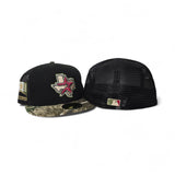 Black Trucker Houston Astros Real Tree Visor Gray Bottom 2000 Inaugural Season Side Patch New Era 59Fifty Fitted