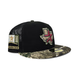 Black Trucker Houston Astros Real Tree Visor Gray Bottom 2000 Inaugural Season Side Patch New Era 59Fifty Fitted