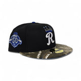 Black Kansas City Royals Real Tree Visor Icy Blue Bottom 50th Anniversary Side Patch New Era 59Fifty Fitted