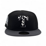 Black cow Print Texas Rangers Logo Dark Gray Visor Gray Bottom Final Season Side Patch New Era 59Fifty Fitted