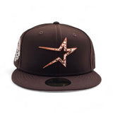 Dark Brown Cow Print Houston Astros Logo Pink Bottom 45th Anniversary Side Patch New Era 59Fifty Fitted