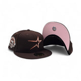 Dark Brown Cow Print Houston Astros Logo Pink Bottom 45th Anniversary Side Patch New Era 59Fifty Fitted
