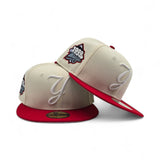 Off White New York Yankees Red Visor Gray Bottom 1999 World Series Side Patch New Era 59Fifty Fitted