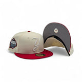 Off White New York Yankees Red Visor Gray Bottom 1999 World Series Side Patch New Era 59Fifty Fitted