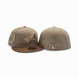 Camel Los Angeles Angels Tan Visor Gray Bottom 40th Anniversary Side Patch New Era 59Fifty Fitted