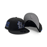 Black St. Louis Cardinals Rose Gray Bottom Side Patch New Era 9Fifty Snapback