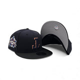 Navy Blue Texas Rangers Upside Down Logo Black Visor Gray Bottom 1995 All Star Game Side Patch New Era Snapback