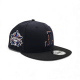 Navy Blue Texas Rangers Upside Down Logo Black Visor Gray Bottom 1995 All Star Game Side Patch New Era Snapback
