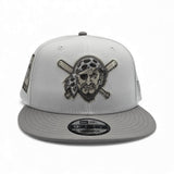 White Pittsburgh Pirates Mascot Logo Gray Bottom Pirates Side Patch New Era 9Fifty Snapback