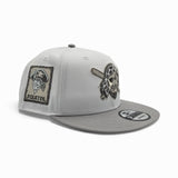 White Pittsburgh Pirates Mascot Logo Gray Bottom Pirates Side Patch New Era 9Fifty Snapback