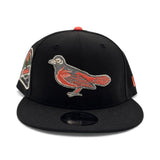 Black Baltimore Orioles Bird Logo Gray Bottom 30th Anniversary Side Patch New Era 9Fifty Snapback