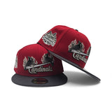 Red St. Louis Cardinals Flame Logo Dark Gray Visor Gray Bottom 2006 World Series Champions Side Patch New Era 59Fifty Fitted