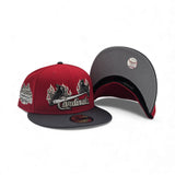 Red St. Louis Cardinals Flame Logo Dark Gray Visor Gray Bottom 2006 World Series Champions Side Patch New Era 59Fifty Fitted