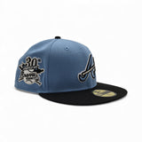 Sky Blue Atlanta Braves Black Visor Gray Bottom 30th Season Side Patch New Era 59Fifty Fitted