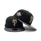 Black Philadelphia Phillies Flame Logo Dark Gray Visor Gray Bottom 2026 All Star Game Side Patch New Era 59Fifty Fitted