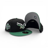 Black Philadelphia Eagles Kelly Green Visor Gray Bottom 2025 Draft Side Patch New Era 59Fifty Fitted Hat