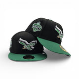 Black Philadelphia Eagles Kelly Green Visor Gray Bottom 2025 Draft Side Patch New Era 59Fifty Fitted Hat