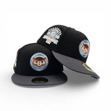 Black Chicago Cubs Dark Gray Visor Icy Blue Bottom 1990 All Star Game Side Patch New Era 59Fifty Fitted