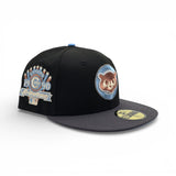 Black Chicago Cubs Dark Gray Visor Icy Blue Bottom 1990 All Star Game Side Patch New Era 59Fifty Fitted