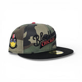 Woodland Camo Chicago Blackhawks Black Visor Gray Bottom Mascot Side Patch New Era 59Fifty Fitted