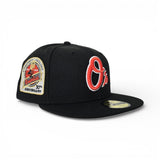 Black Baltimore Orioles Gray Bottom 30th Anniversary Mascot Side Patch New Era 59Fifty Fitted