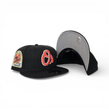 Black Baltimore Orioles Gray Bottom 30th Anniversary Mascot Side Patch New Era 59Fifty Fitted