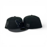 Black Houston Texans Dark Gray Visor Pink Bottom H-Town Skeleton Rock Hand Patch New Era 59Fifty Fitted