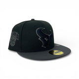 Black Houston Texans Dark Gray Visor Pink Bottom H-Town Skeleton Rock Hand Patch New Era 59Fifty Fitted