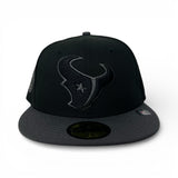 Black Houston Texans Dark Gray Visor Pink Bottom H-Town Skeleton Rock Hand Patch New Era 59Fifty Fitted
