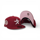 Red Houston Astros Pink Bottom 45th Anniversary Side Patch "Valentines Day Collection" New Era 59Fifty Fitted 