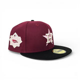 Burgundy Houston Astros Black Visor Pink Bottom 2022 World Series Side Patch "Valentines Day Collection" New Era 59Fifty Fitted