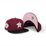 Burgundy Houston Astros Black Visor Pink Bottom 2022 World Series Side Patch "Valentines Day Collection" New Era 59Fifty Fitted