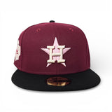 Burgundy Houston Astros Black Visor Pink Bottom 2022 World Series Side Patch "Valentines Day Collection" New Era 59Fifty Fitted