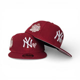 Red New York Yankees Heart Pink Bottom 1999 World Series Side Patch "Valentines Day Collection" New Era 59Fifty Fitted