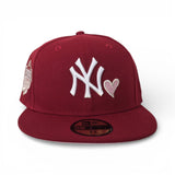 Red New York Yankees Heart Pink Bottom 1999 World Series Side Patch "Valentines Day Collection" New Era 59Fifty Fitted