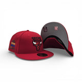 Red Chicago Bulls Gray Bottom 1991 NBA Finals Side Patch New Era Hardwood Classics 59Fifty Fitted