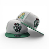White Boston Celtics Kelly Green Visor Gray Bottom The Most Championships in NBA History Side Patch New Era 9Fifty Snapback