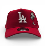 Red Los Angeles Dodgers Palm Tree Gold Logo Curved Brim Gray Bottom 40th Anniversary New Era 9Fifty A-Frame Snapback