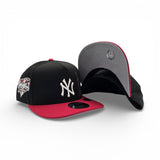 Black New York Yankees Statue of Liberty Red Visor Curved Brim Gray Bottom 2000 World Series Side Patch New Era 9Fifty A-Frame Snapback