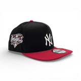 Black New York Yankees Statue of Liberty Red Visor Curved Brim Gray Bottom 2000 World Series Side Patch New Era 9Fifty A-Frame Snapback