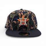 Leaves Print Houston Astros Navy Blue Visor Gray Bottom 50th Anniversary Side Patch New Era 59Fifty Fitted