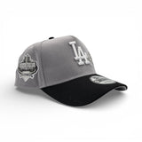 Gray Los Angeles Dodgers Rose Logo Black Curved Brim Gray Bottom 40th Anniversary New Era 9Fifty A-Frame Snapback